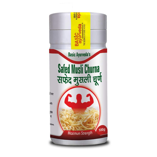 Basic Ayurveda Safed Musli Churna 100g For blood sugar levels, oxidative stress, anxiety