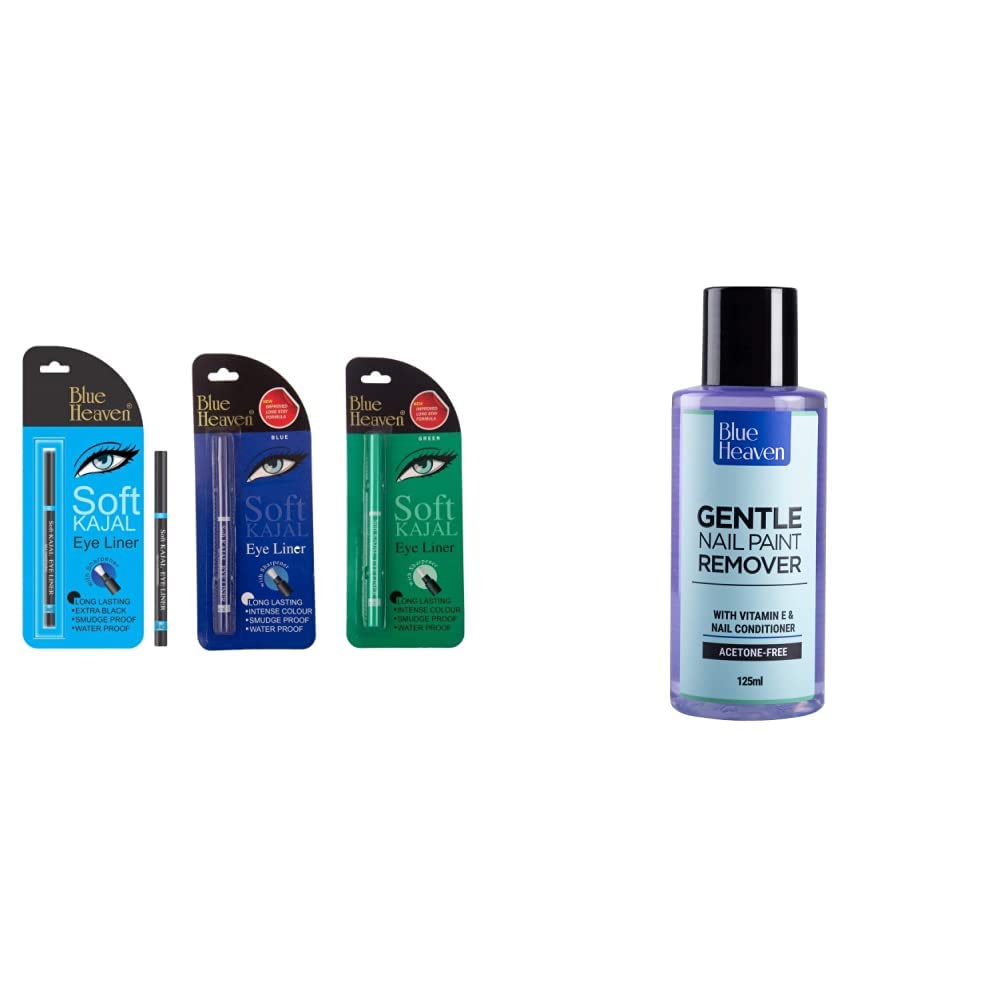Blue Heaven Combo Of 3 Pcs Soft Kajal (Black), Soft Kajal (Blue) & Soft Kajal (Green) Matte Finish