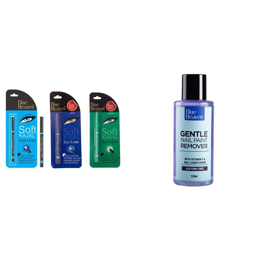 Blue Heaven Combo Of 3 Pcs Soft Kajal (Black), Soft Kajal (Blue) & Soft Kajal (Green) Matte Finish