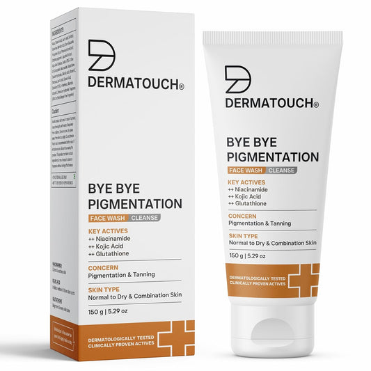 DERMATOUCH Bye Bye Pigmentation Face Wash | Niacinamide, Kojic Acid & Glutathione | For Tan and Anti-Pigmentation | Dermatologist Tested | For Men & Women | 150g