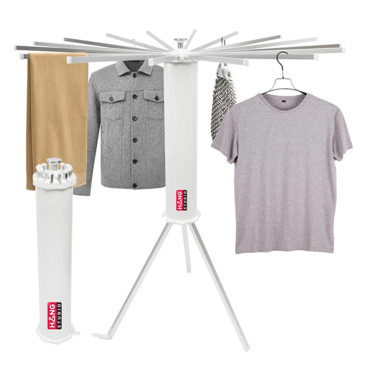 HANG STUDIO Foldable Clothes Dryer Stand Racks for Drying - Multi Way Folding & Rotatable - Lightweight Heavy Duty Aluminium Rails - (White, 3.9 Feet Length, 16 Rods, Large)