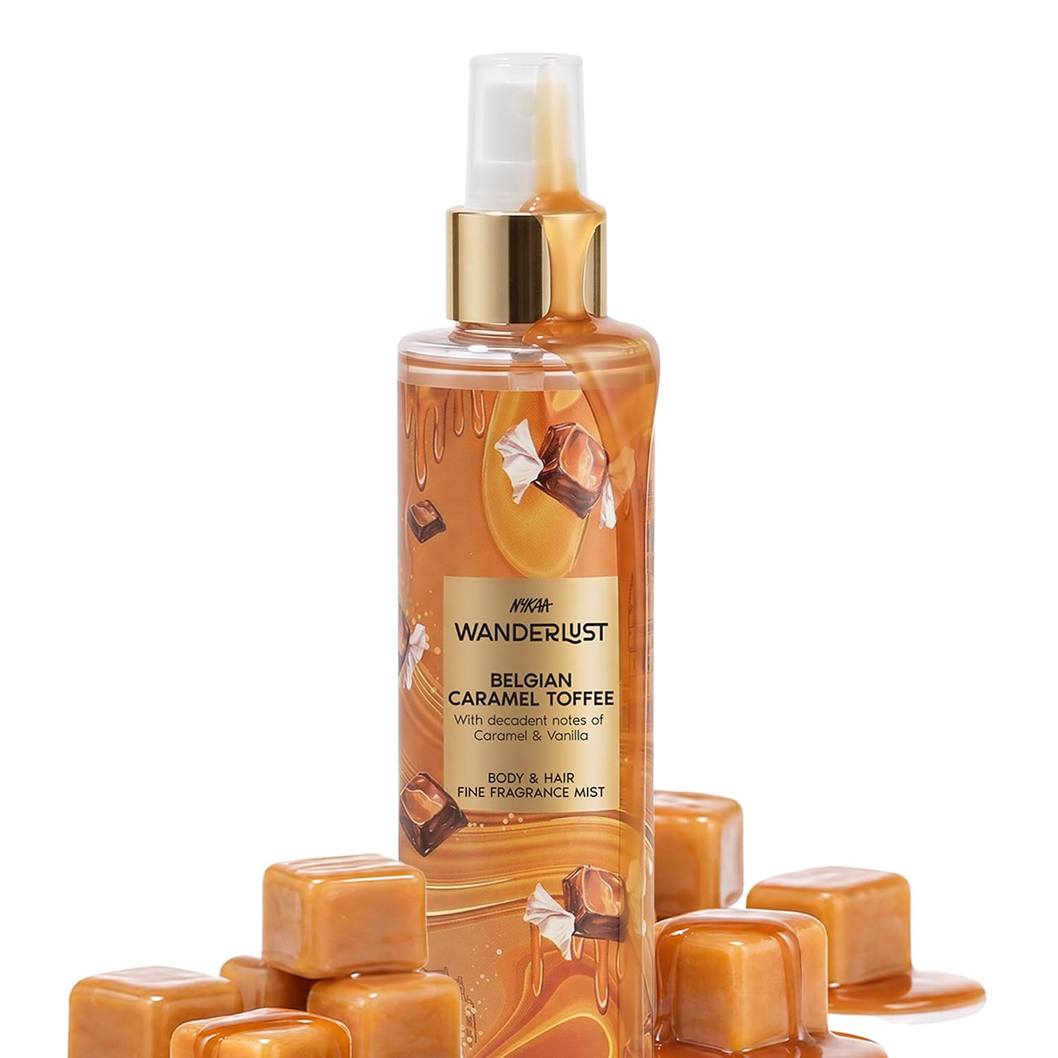 Nykaa Wanderlust Belgian Caramel Toffee Body & Hair Fine Fragrance I Perfume Mist for Women – 200 ml I