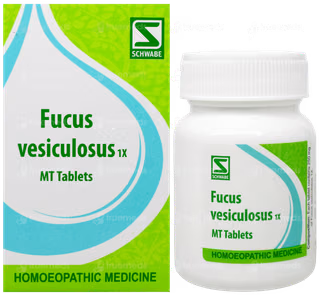 Dr Willmar Schwabe India Homoeopathic Fucus Vesiculosus 1X MT Tablets (20gm) for Indigestion Acidity Gas Thyroid