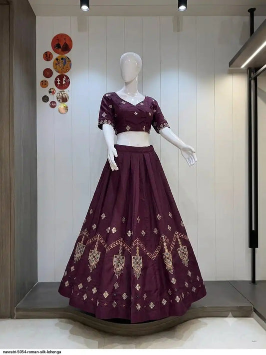 NAVRATRI 5054 ROMAN SILK LEHENGA SIZE L