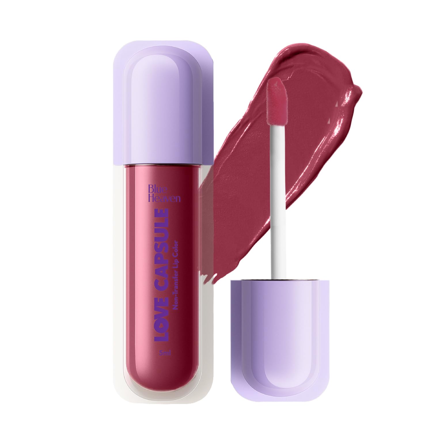 Blue Heaven Love Capsule Non Transfer Lip Colour | Intense Color Payoff | Long Lasting | One Swipe Formula | Liquid lipstick Waterproof & Smudge Proof | Exclusive Pink, 5ml