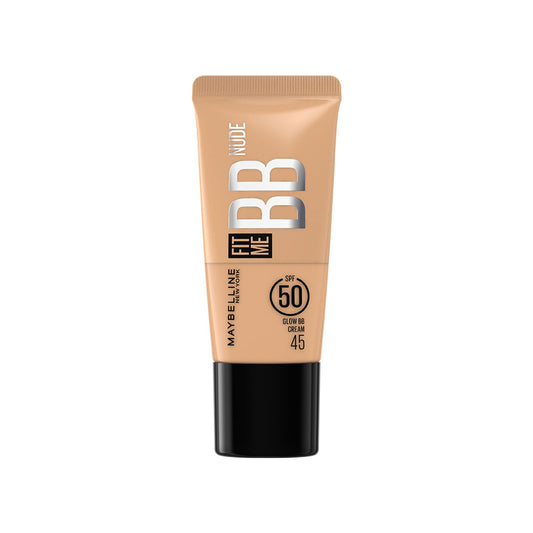 Maybelline New York Fit Me Glow BB Cream, SPF 50 + 24H Hydration With Niacinamide & Hyaluronic Acid, Dewy Finish for Normal to Dry Skin- Shade 45, 25ml