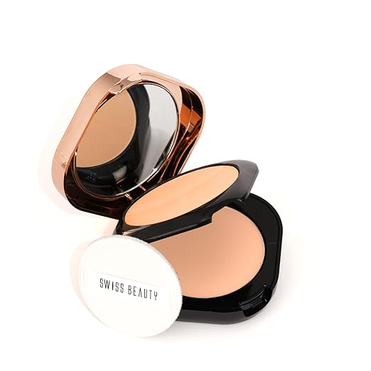 Swiss Beauty Double Duty Compact Powder | 2-in-1 Compact for Day to Night | Buildable Coverage | With Vitamin E & Hyaluronic Acid | 18g, Shade- 2. Vanilla Sand/Vanilla Glow