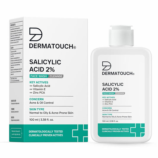 DERMATOUCH Salicylic Acid 2% Face Wash | For Acne & Oil Control | For Normal to Oily and Acne-Prone Skin | Dermatologist Tested | For Men & Women | 100ml