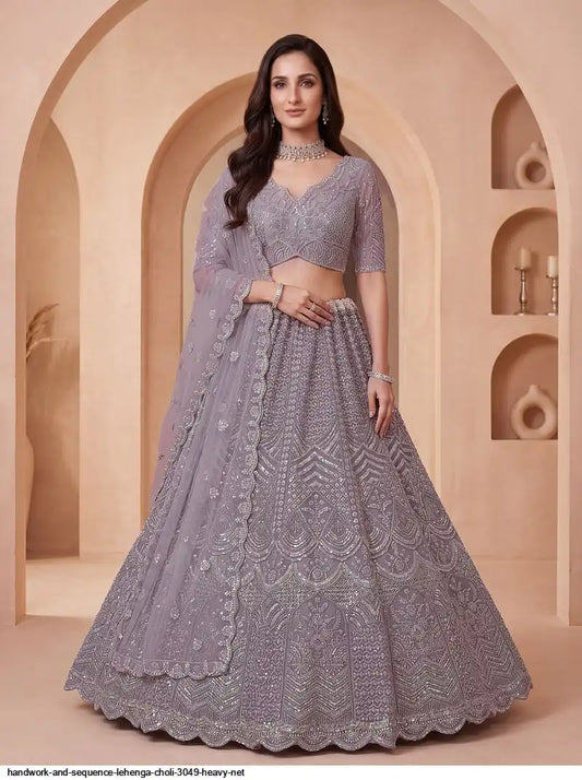 HANDWORK AND SEQUENCE LEHENGA CHOLI 3049 HEAVY NET 2