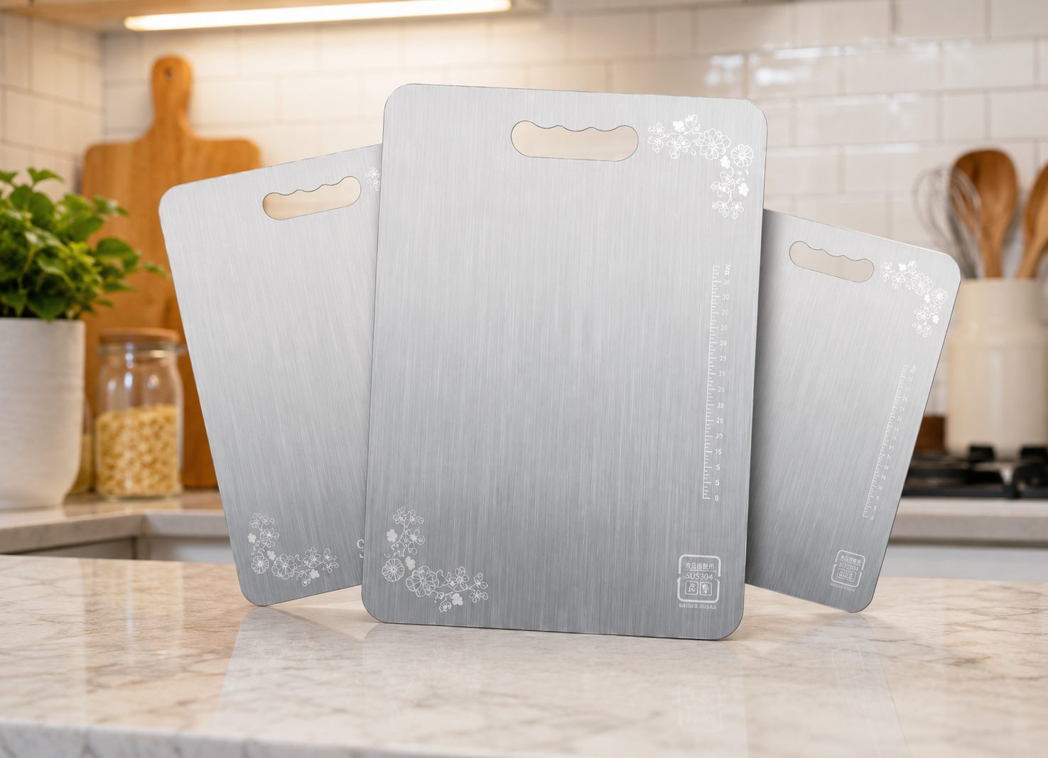 Premium Stainless Steel Chopping Board | Anti Slip Cutting Board for Vegetables, Fruits & Meat | Rust Resistant Metal Board | Easy Clean Kitchen Use