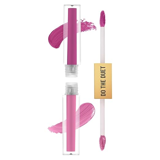 Swiss Beauty Select Do The Duet Lipstick | Matte Liquid Lipstick + Tinted Gloss | Infused with Vitamin E and Jojoba Oil | Shade-Rouge Mauve, 3ml |