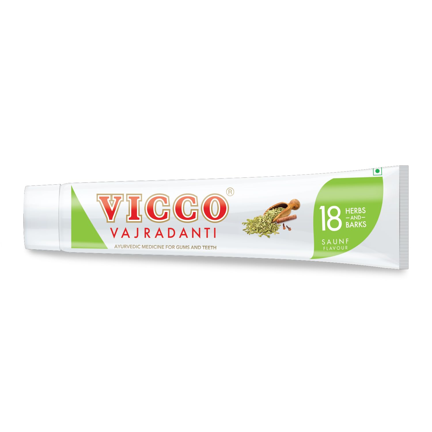 Vicco Vajradanti Paste in Saunf Flavour I With 18 Ayurvedic Herbs & Barks I Fennel Freshness I Healthy Gums & Long-Lasting Breath Protection | 160 gms