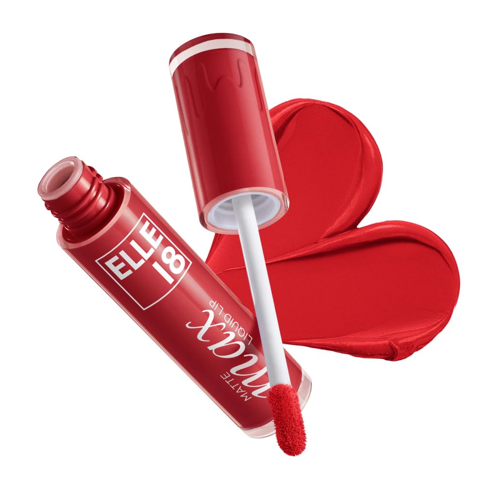 Elle18 Matte Max Liquid Lipstick - Red Ribbon, for Smooth Lips, with Hyaluronic Acid & Vitamin E, Blur Matte Finish, Transferproof & Smudgeproof - 6ml