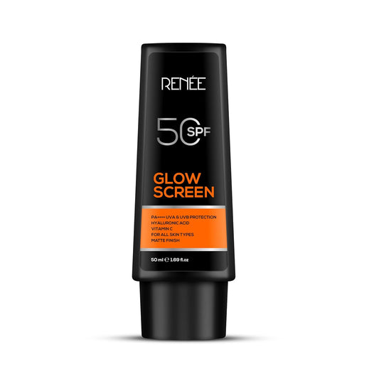 RENEE Glowscreen Spf 50 Sunscreen Cream-50Ml, Pa++++ Uva & Uvb Protection, Hyaluronic Acid & Vitamin C|Non-Greasy Matte Formula, No White Cast|For All, Normal, Oily, Dry, Sensitive Skin Types