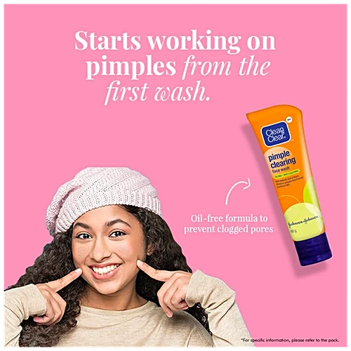 Clean & Clear Pimple Clearing Face Wash, 80g For acne, oily skin, blemish-free skin