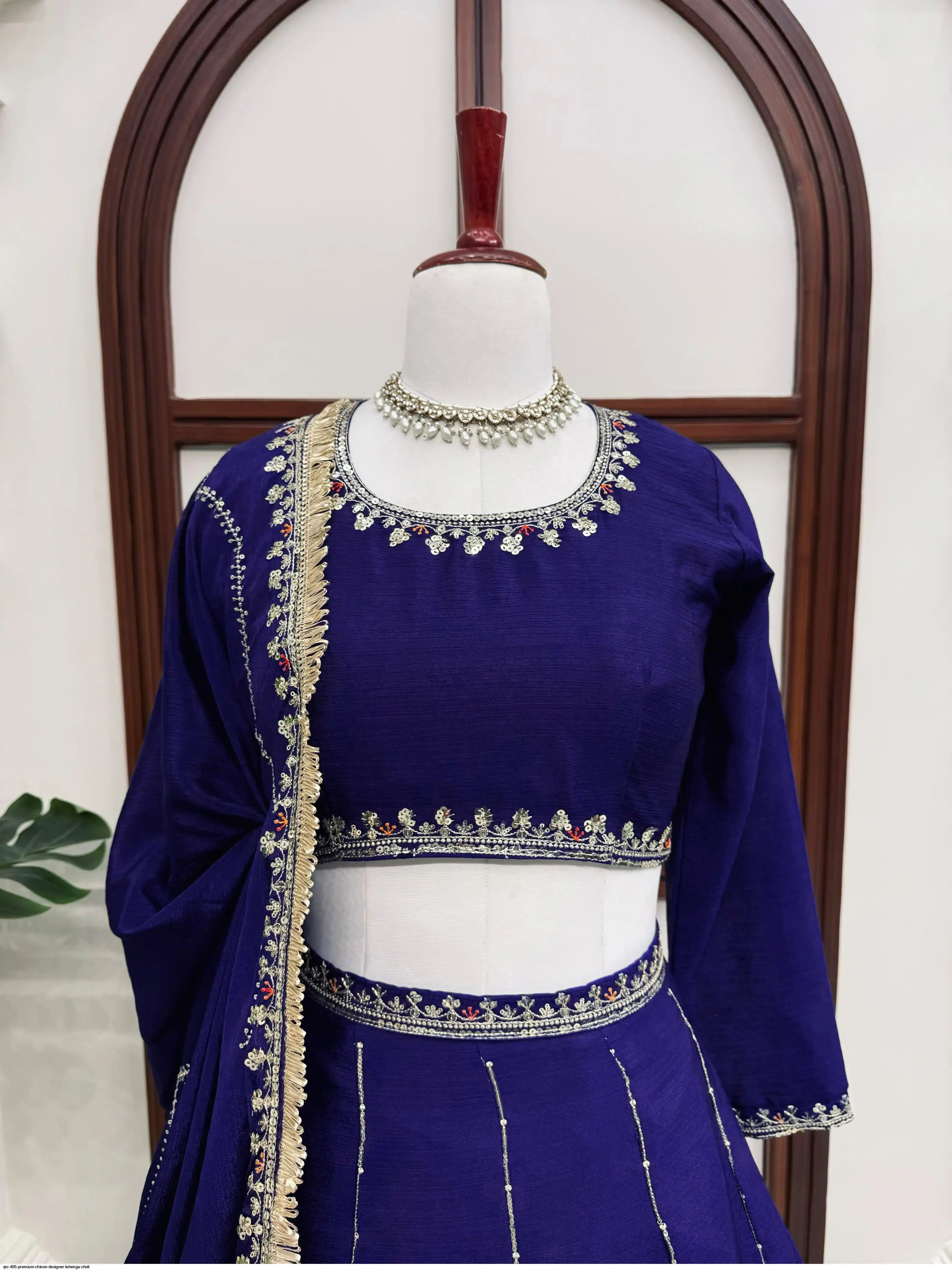 QRC 405 PREMIUM CHINON DESIGNER LEHENGA CHOLI