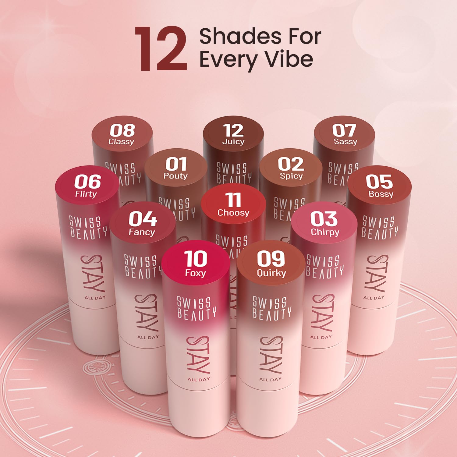 Swiss Beauty Stay All Day Lipstick | 12-Hour Stay | Transfer-Proof | Matte Finish | With Vitamin E & Shea Butter | Shade- 11. Choosy