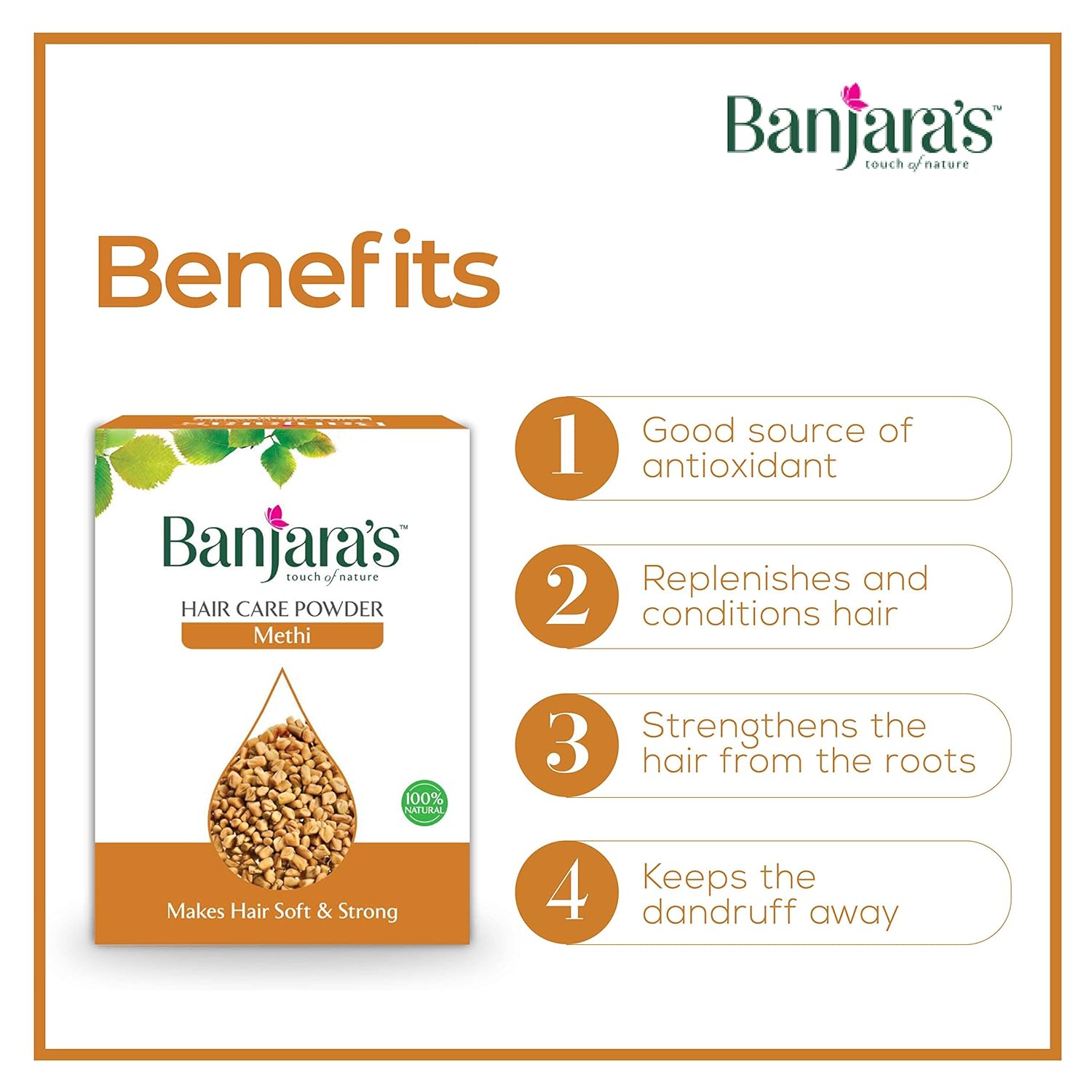 Banjara’s Hair care powder combo (500gm), Hibiscus, Amla, Bhringraj, Shikakai & Methi