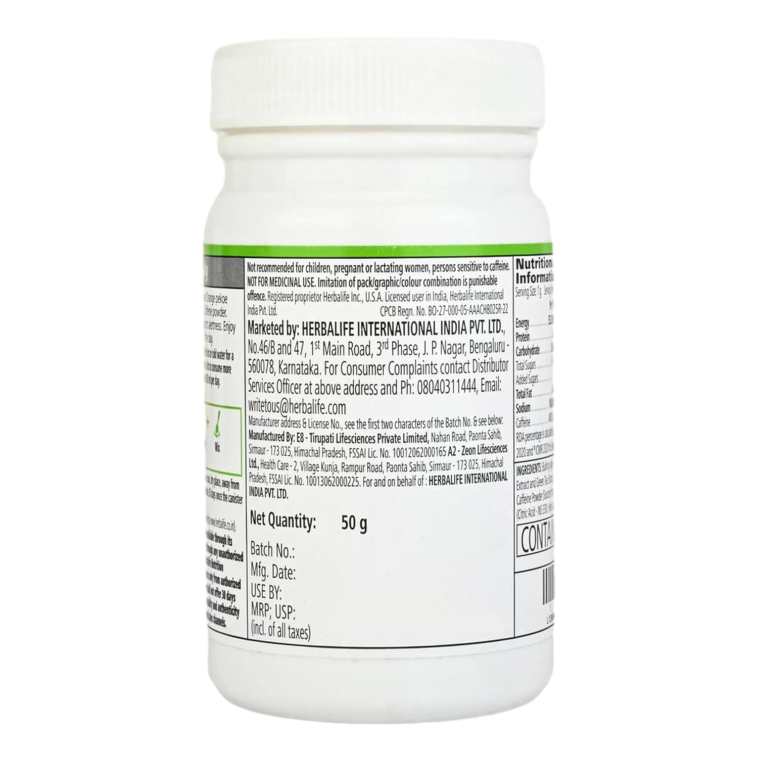 Herbalife Afresh Energy Drink Mix - 50 gm - Peach