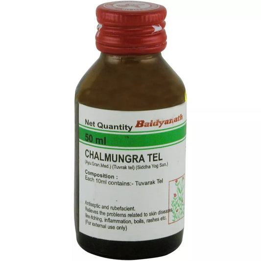 Baidyanath Tuvarak Tail (Chalmogra Oil) (50ml) For White discoloration of skin/vitiligo, Rashes and Other Skin Diseases