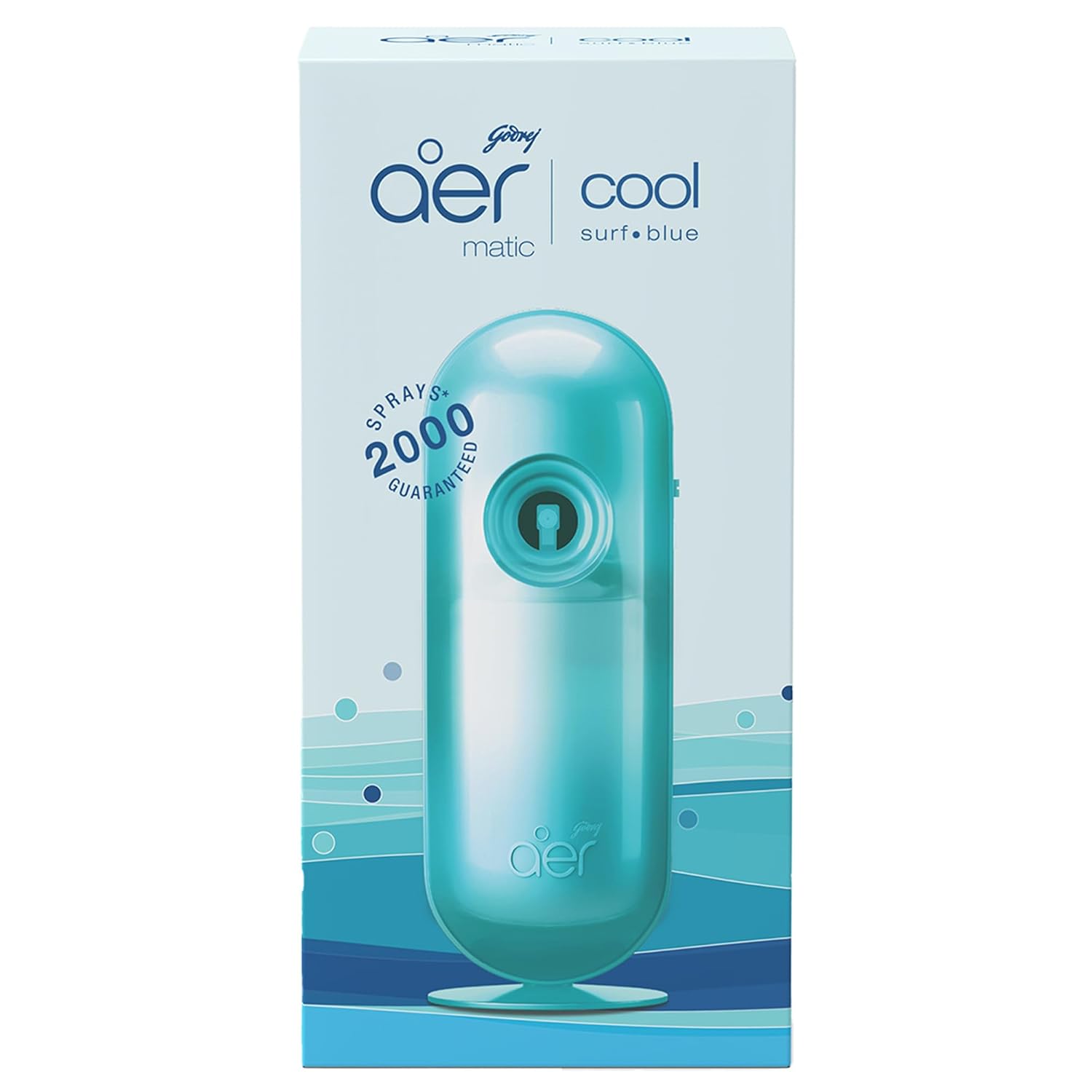 Godrej aer Matic Kit - Automatic Air Freshener spray with Flexi Control | Cool Surf Blue (210ml)