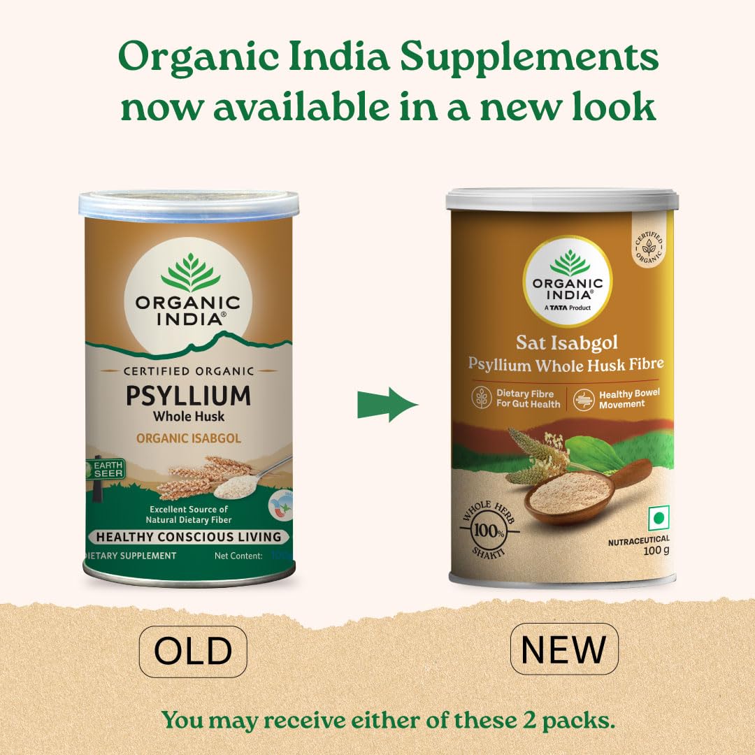 A TATA Product - Organic India Sat Isabgol Psyllium Whole Husk Powder - 100g