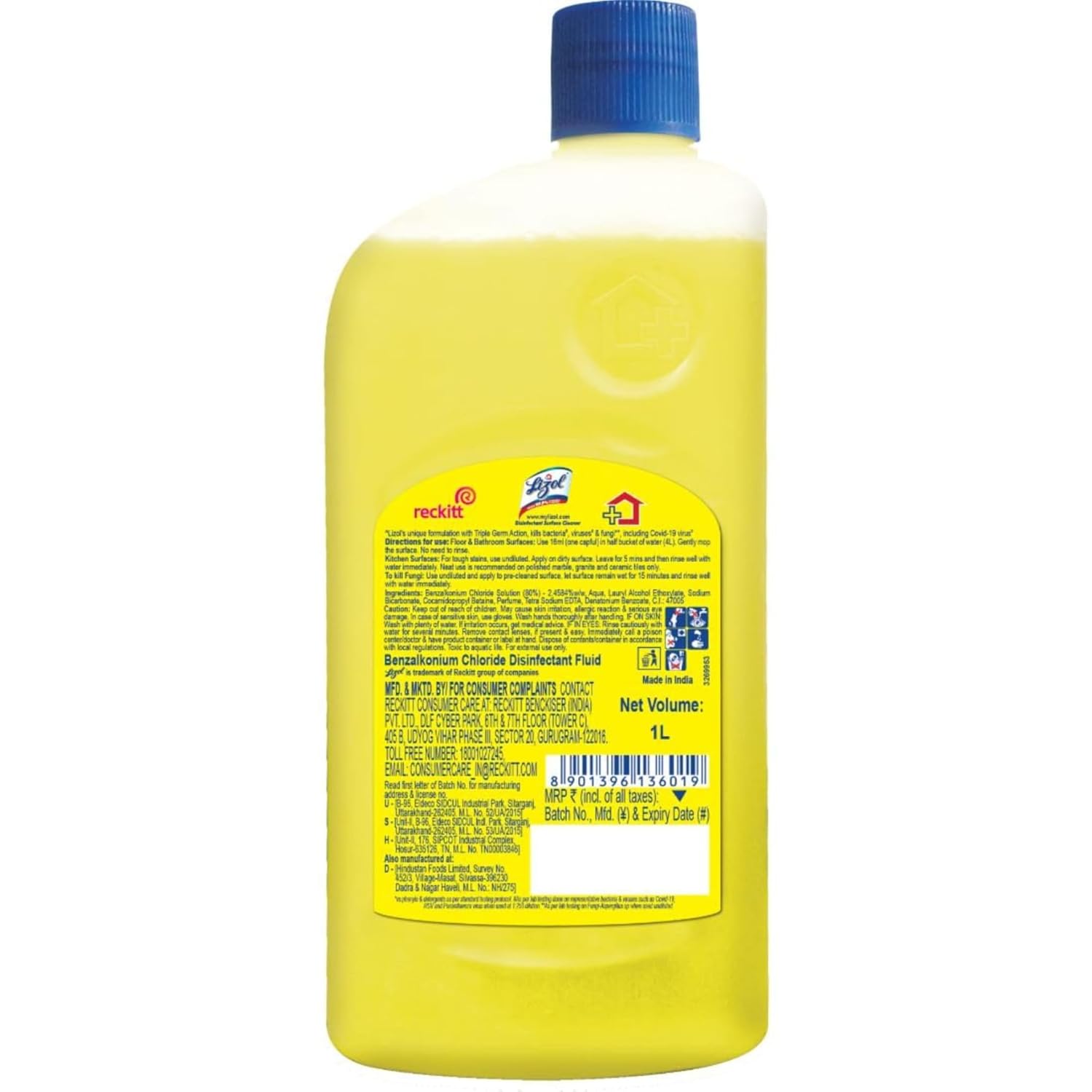 Lizol Disinfectant Surface & Floor Cleaner Liquid, Citrus - 500 ml | Suitable for All Floor Cleaner Mops
