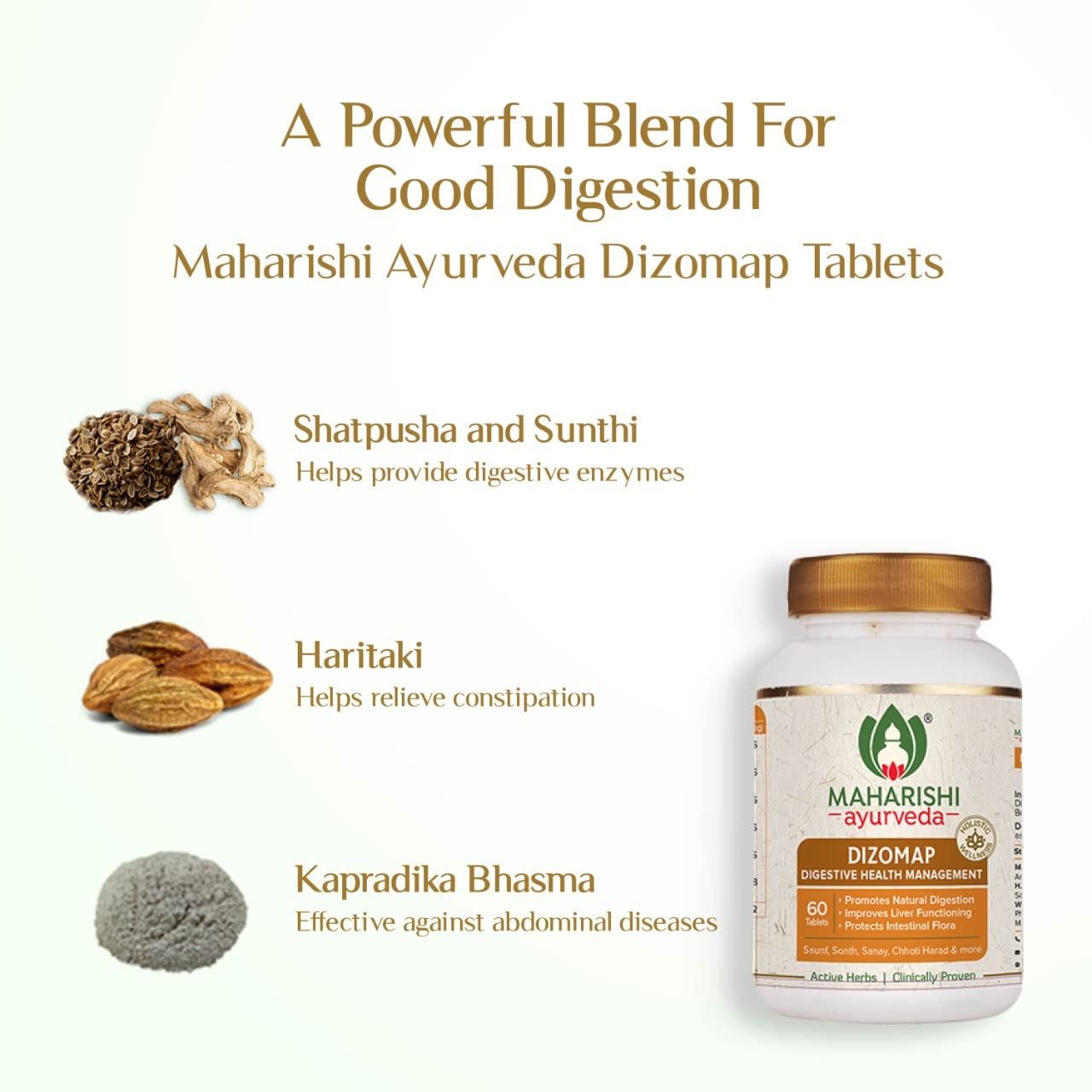 Maharishi Ayurveda Dizomap (60 Tablets) For Indigestion and Constipation | Liver Functioning and Intestinal Flora