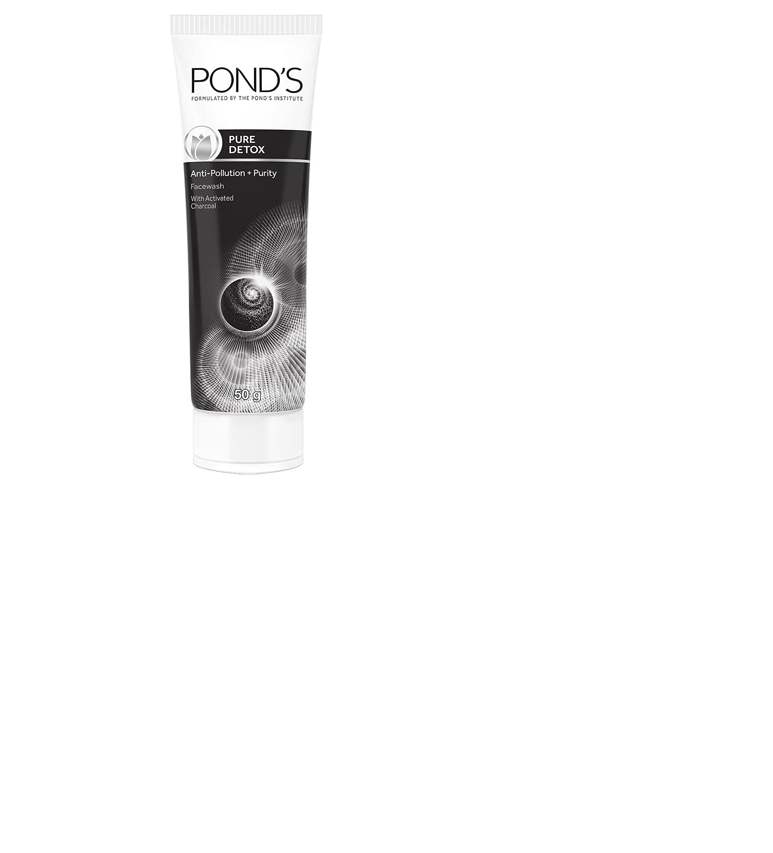POND'S Face Cleanser - Pure Detox, Facial Foam, Activated Charcoal Face Wash with Skin-Brightening Niacinamide, Moringa Extract, and Green Tea for Deep Cleansing, Glowing Skin