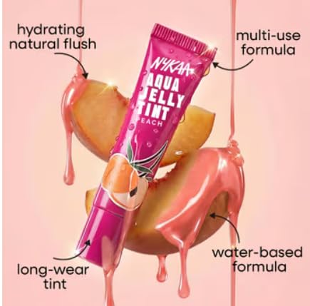Nykaa Cosmetics Aqua Jelly Lip & Cheek Multi-use Water Tint - Peach (10ml)