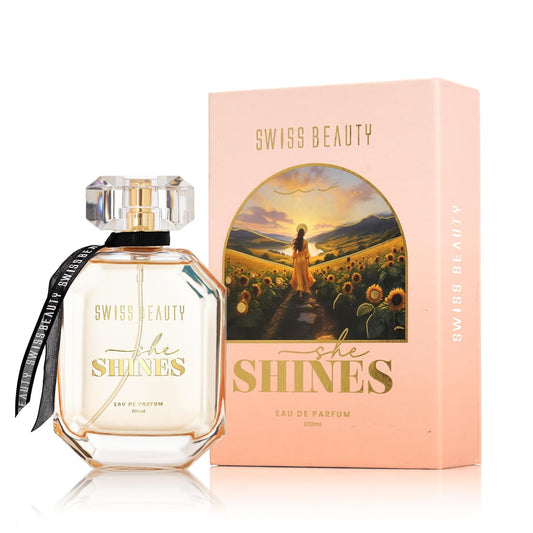Swiss Beauty She Shines EDP, 100ml | Long-Lasting | Ideal For Gifting | Everyday Wear | Top Note: Neroli | Middle Note: Jasmine | Base Note: Musk