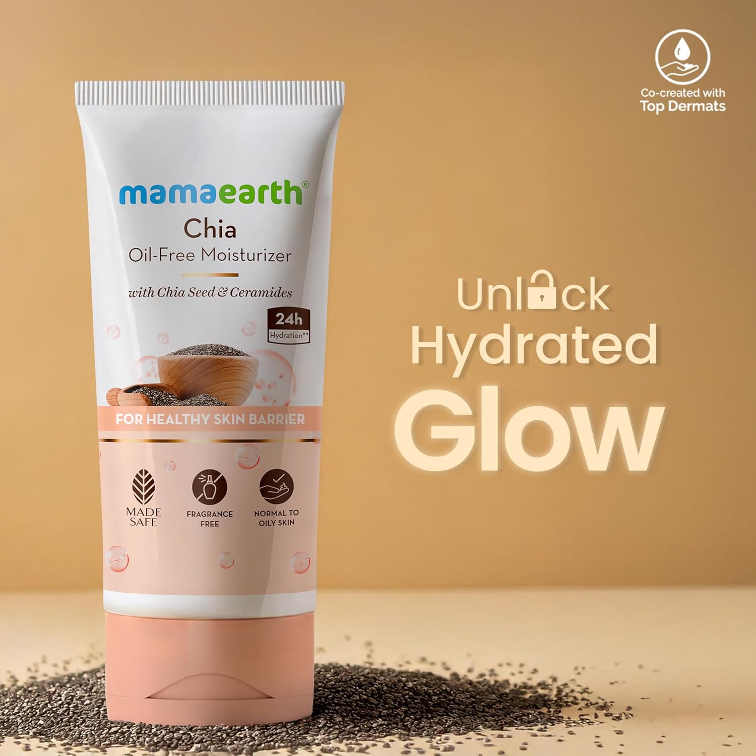 Mamaearth Chia Oil-Free Moisturizer with Chia Seed & Ceramides for Healthy Skin Barrier - 80 gm