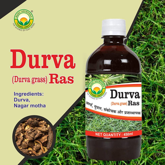 Basic Ayurveda Durva Ras (450 ml) For sugar levels, constipation, immunity
