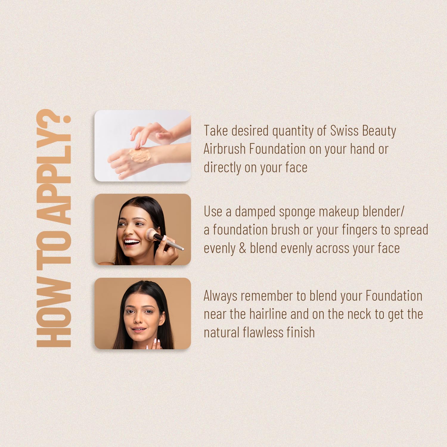 Swiss Beauty Airbrush Finish Full Coverage Foundation | Full Coverage Up To 8 Hours |Shade- 02 Fair Ivory, 30ml