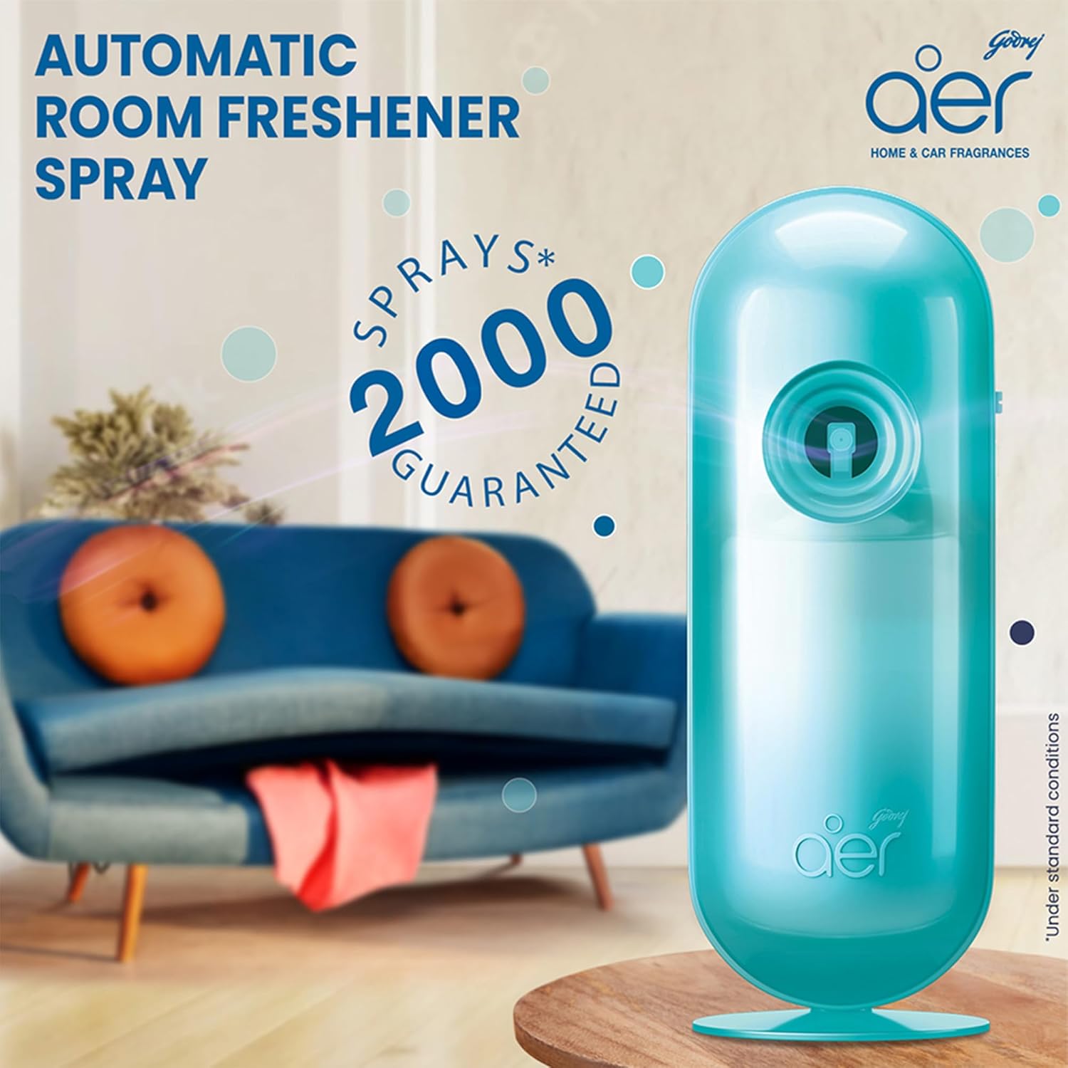 Godrej aer Matic Kit - Automatic Air Freshener spray with Flexi Control | Cool Surf Blue (210ml)
