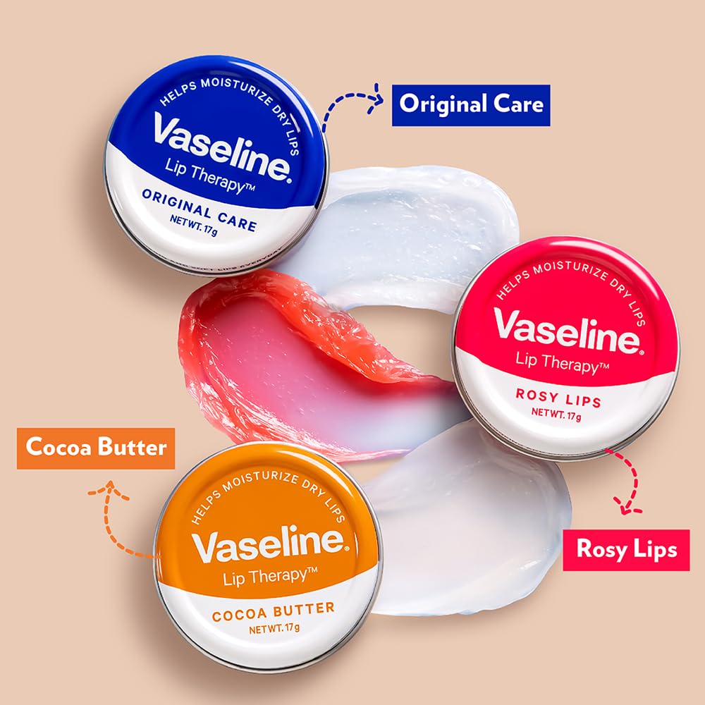 Vaseline Lip Tins Cocoa Butter, 17g | Infused with Cocoa Butter for Hydration & Glossy Shine Softline
