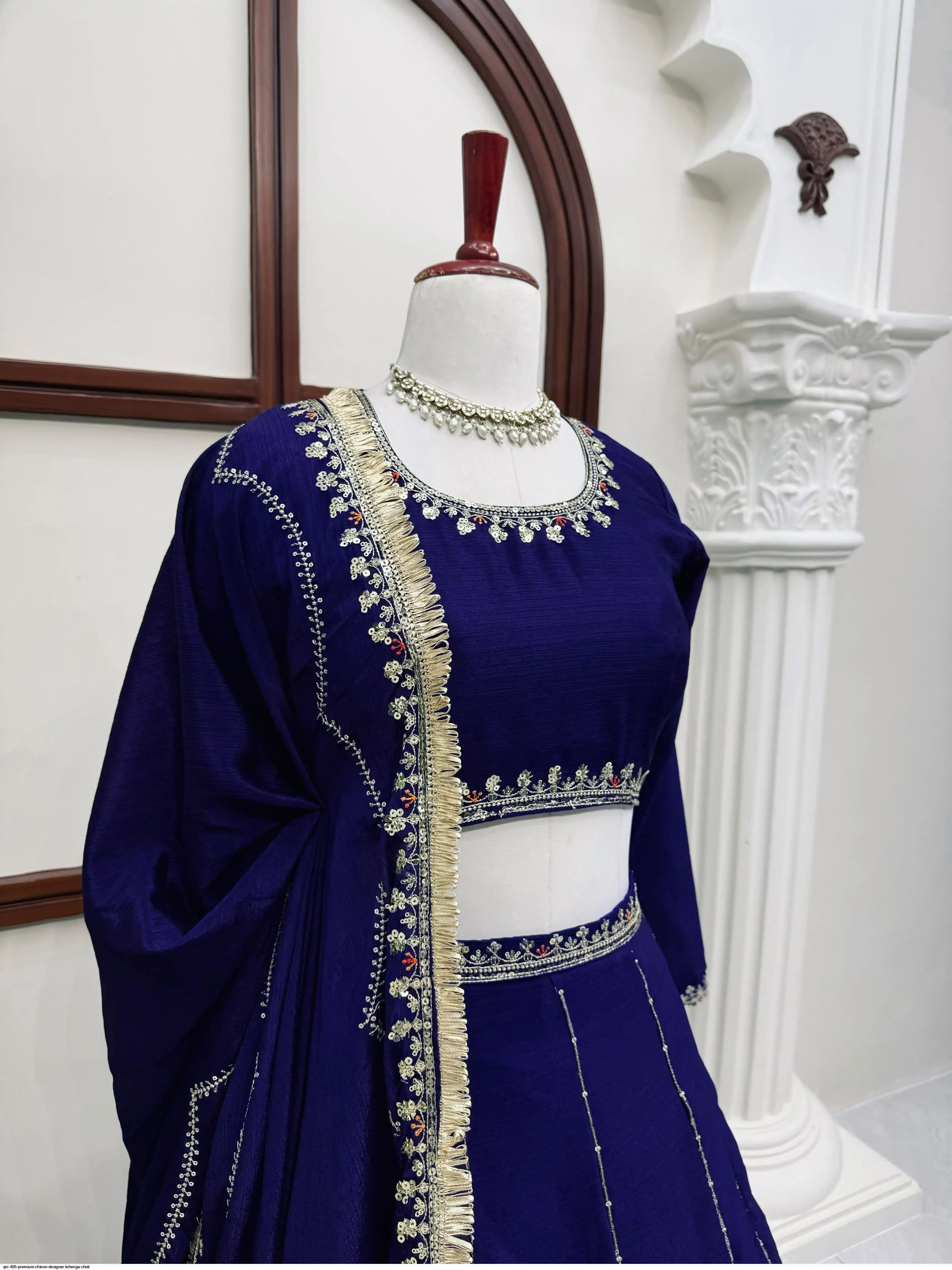 QRC 405 PREMIUM CHINON DESIGNER LEHENGA CHOLI