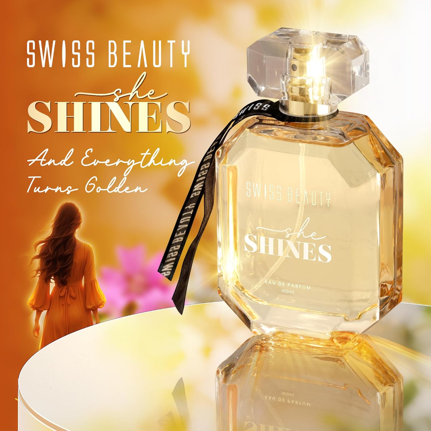 Swiss Beauty She Shines EDP, 100ml | Long-Lasting | Ideal For Gifting | Everyday Wear | Top Note: Neroli | Middle Note: Jasmine | Base Note: Musk