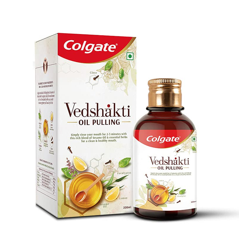 Colgate Vedshakti Oil Pulling 200ml with Clove, Lemon For oral health, keeping oral diseases at bay