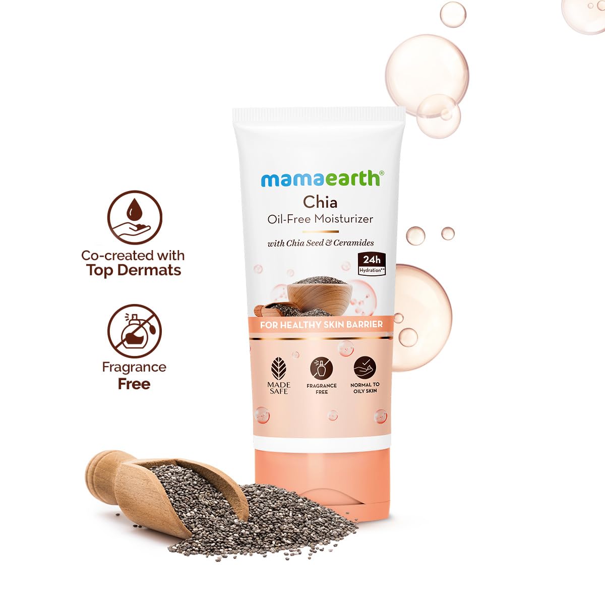 Mamaearth Chia Oil-Free Moisturizer with Chia Seed & Ceramides for Healthy Skin Barrier - 80 gm