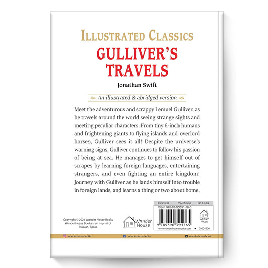 Gulliver Travels : Illustrated Abridged Children Classics English Novel with Review Questions Hardcover Book