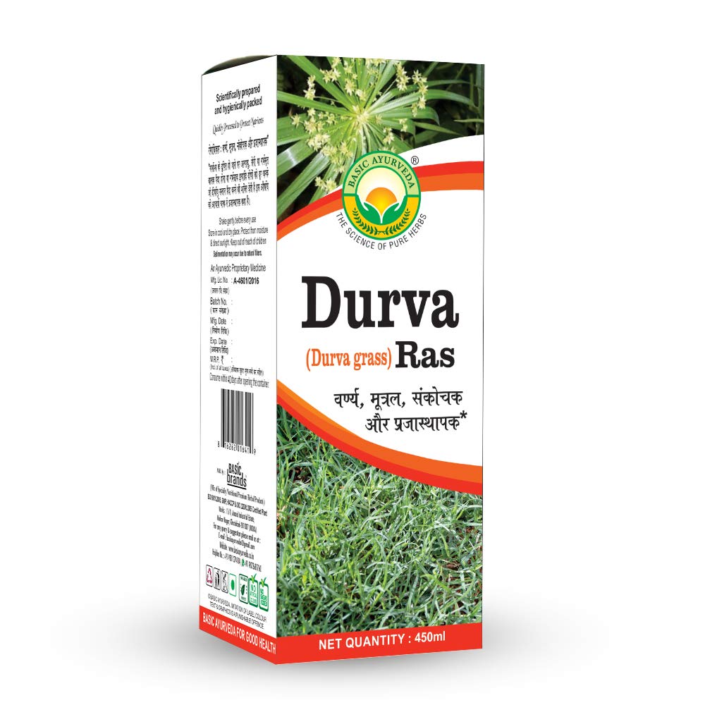 Basic Ayurveda Durva Ras (450 ml) For sugar levels, constipation, immunity