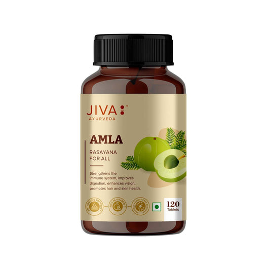 Jiva Amla Tablets 100% Pure Herbs Used, Rich In Vitamin C | Protects Against Free Radicals | Rich In Antioxidants - 120 Tablet (Pack of 1)