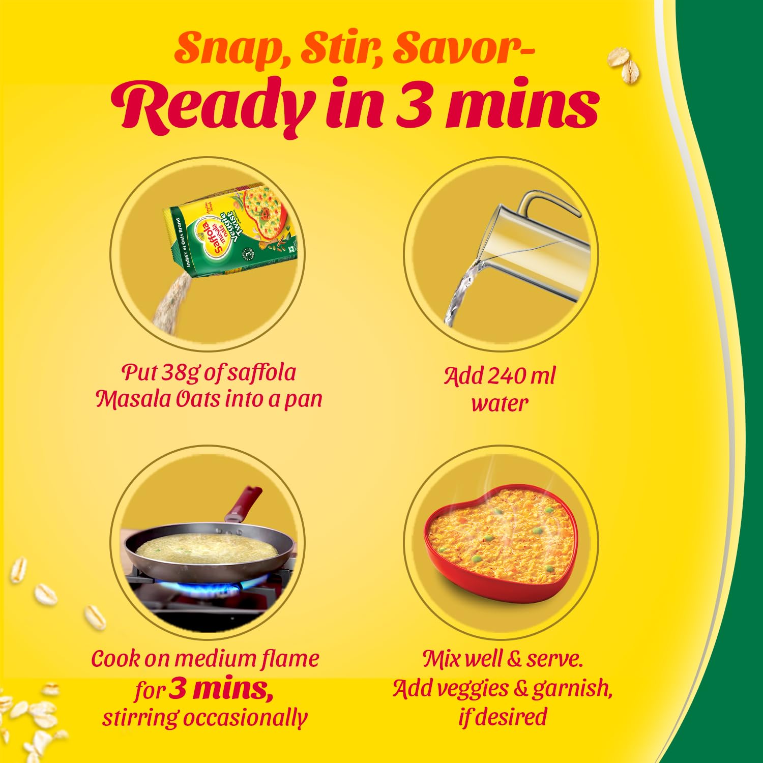 Saffola Masala Oats | 750g |Veggie Twist | Tasty, Anytime Snack | Ready in 3 mins |