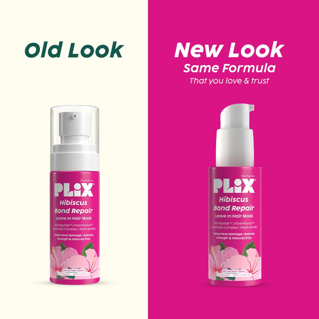 PLIX- THE PLANT FIX Hibiscus Strength & Repair Hair Care Kit | Shampoo (200ml) + Conditioner (175ml) + Leave-In Hair Mask (50ml) | 3X Stronger Hair | Reduces Breakage, Split Ends & Frizz