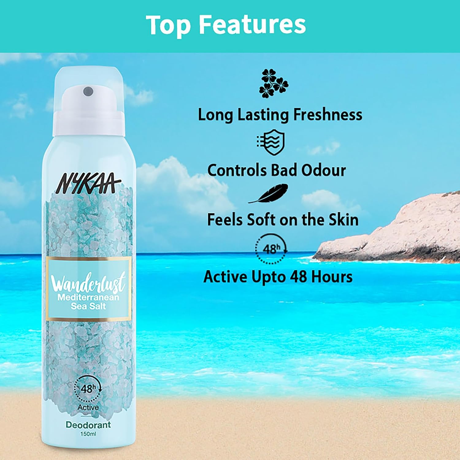 Nykaa Wanderlust Deodorant Spray - Mediterranean Sea Salt 150ml