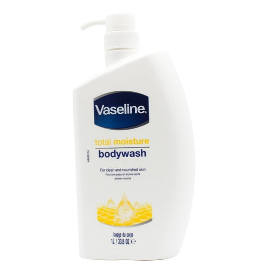 Vaseline Total Moisture Body Wash Pump Bottle for Healthy, Fresh Skin, Washes Away Dirt & Impurities, Fights Dryness, Easy to Rinse, Gentle 1L