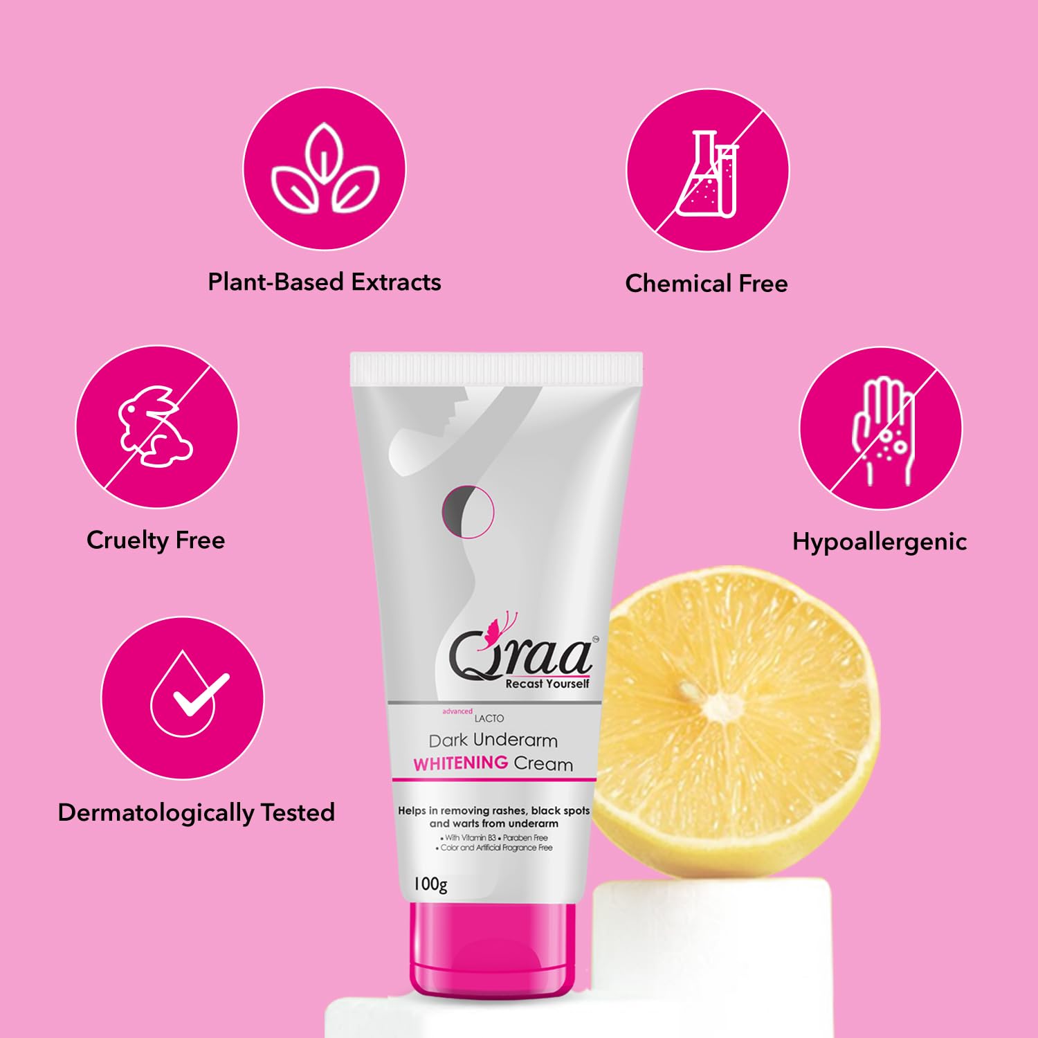 Qraa Advanced Lacto Dark Underarm Cream, 100g