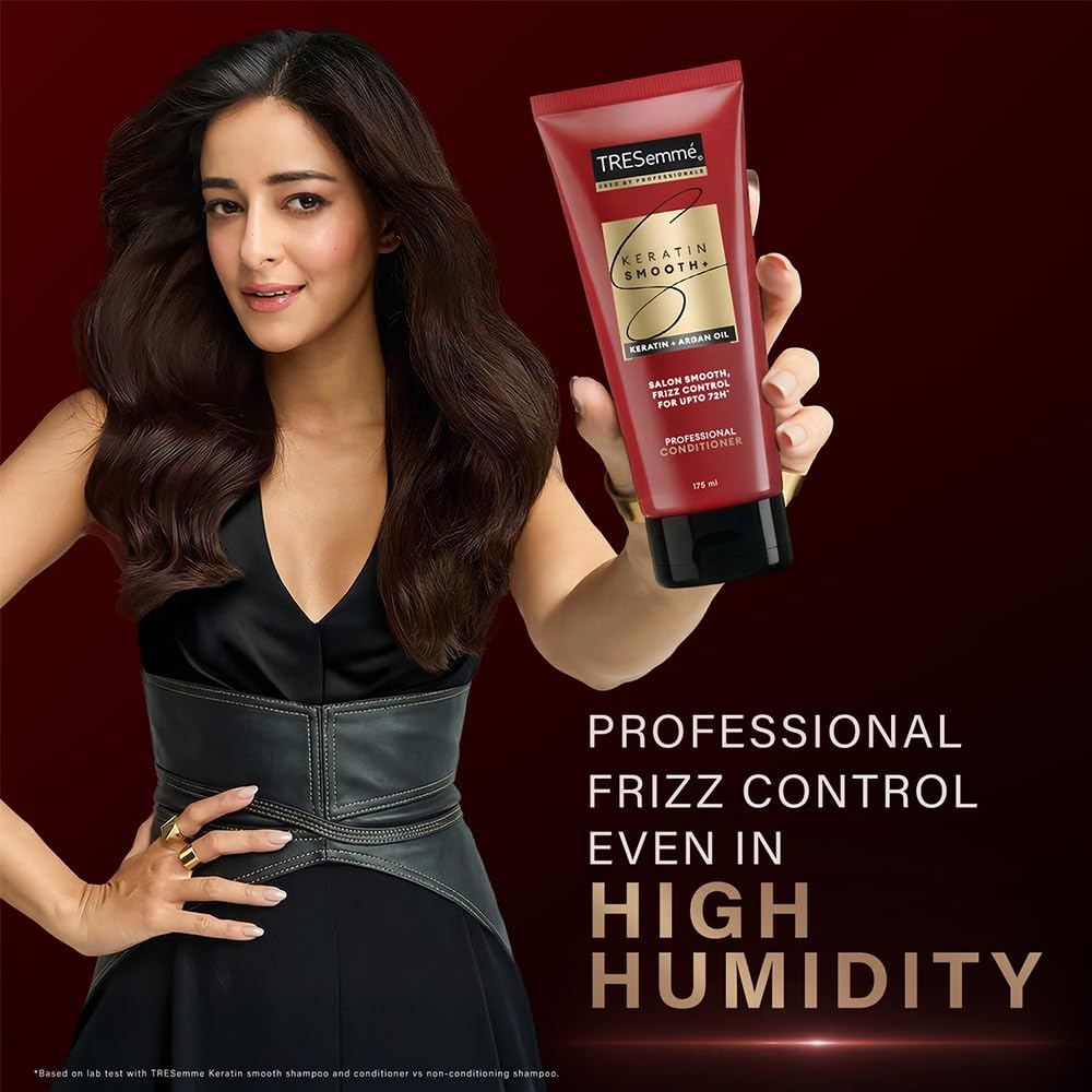 TRESemme Keratin Smooth Conditioner 190ml With Keratin Protein and Argan Oil | Salon-Like Smooth Hair | Up To 72H Frizz Control