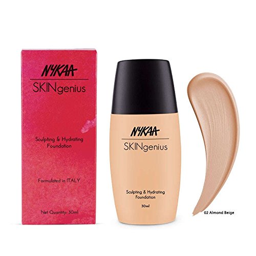 Nykaa Skingenius Sculpting & Hydrating Full Coverage For All Skin Radiant Foundation Lotion- Almond Beige 02 (30Ml)